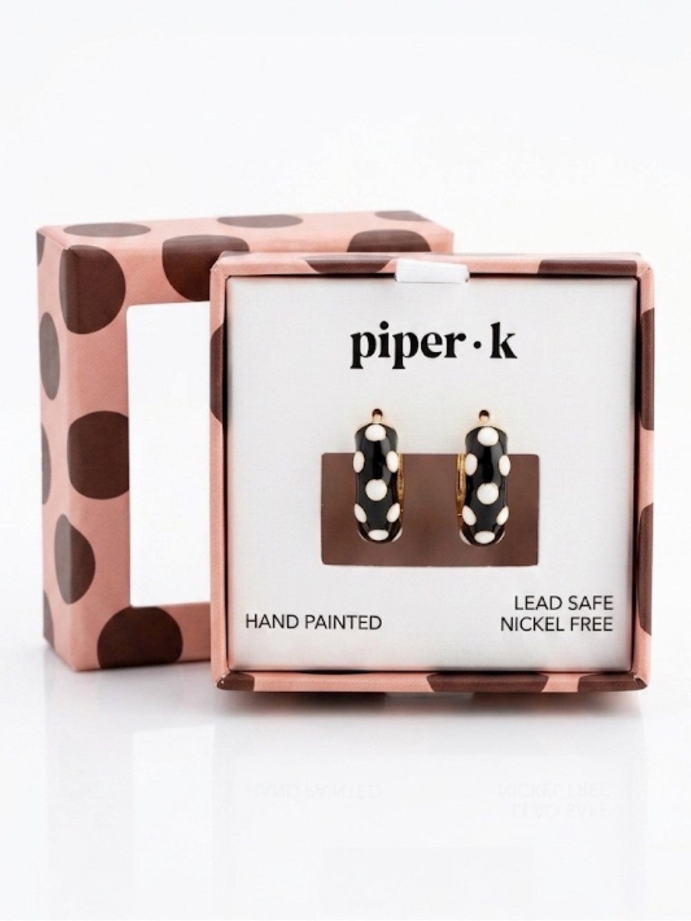NWT ⚜️🖤⚜️ Piper K Hand-Painted Black & White Polka Dot Mini Hoop Earrings